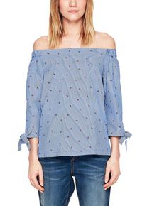 s.Oliver RED LABEL, Damen Off Shoulder-Bluse mit Musterprint, Rauchblau / Rot