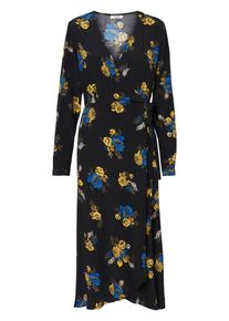 Pieces, Damen Kleid, Royalblau / Dunkelgelb / Schwarz
