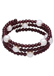 Valero Pearls, Damen Granat-Armband mit S&uuml;&szlig;wasser-Zuchtperlen, Blutrot / Wei&szlig;