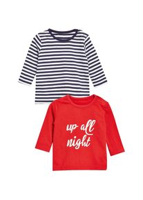 next, Baby Langarmshirts Doppelpack f&uuml;r Jungen, Blau / Rot / Wei&szlig;
