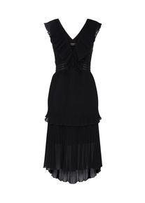 Apart, Damen Chiffonkleid mit Plissees und Volants, Schwarz