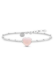 Thomas Sabo, Damen Charm-Armband 'Herz' Rosenquarz, Rosa / Silber