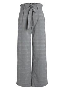 Pieces, Damen Weite High Waist Hose, Grau / Weiß