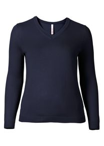sheego Basic, Damen Pullover, Marine / Dunkelblau
