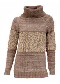 Heine, Damen Rollkragenpullover, Hellbeige / Dunkelbeige