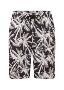 Urban Classics, Herren Shorts 'Pattern Resort', Schwarz / Wei&szlig;