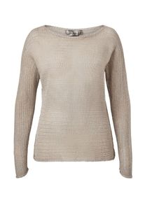 Hallhuber, Damen Transparenter Lurex-Pullover, Beige