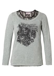 sheego Casual, Damen 2 in 1 Oberteil mit Frontprint, Grau / Anthrazit