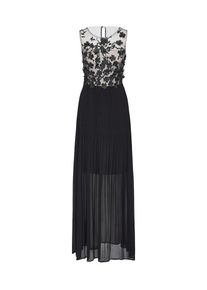 Apart, Damen Abendkleid mit transparentem Schulterbereich, Champagner / Schwarz