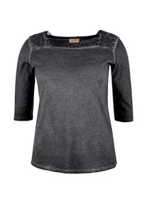 TRIANGLE, Damen Jerseyshirt in Cold Pigt-Dye, Schwarz
