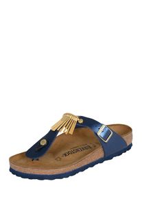 Birkenstock, Damen Zehentrenner 'Gizeh fringe Normal', Blau