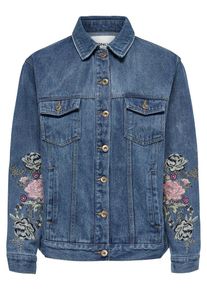 Only, Damen Jeansjacke, Blue Denim / Schilf / Schwarz