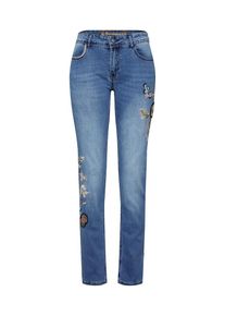 Desigual, Damen Jeans 'DENIM_BARCELONA FLOWERS', Blue Denim