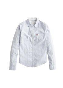 Hollister, Damen Hemd 'CORE CLASSIC', Hellblau / Weiß