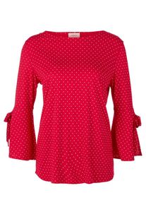 TRIANGLE, Damen Tupfenshirt mit Trompetenärmeln, Rot