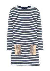 name it, Mädchen Kleid, Nachtblau / Hellbraun / Weiß