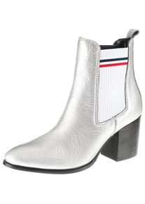Tommy Jeans, Damen Boot 'SOCK SHINY MID HEEL', Navy / Rot / Silber / Wei&szlig;