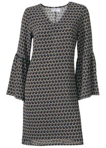 Heine, Damen Druckkleid, Beige / Nachtblau / Rot