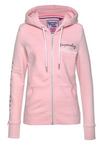 Superdry, Damen Sweatjacke 'Track And Field', Saphir / Rosa / Weiß