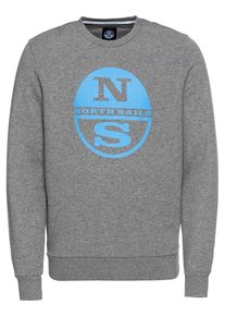 North Sails, Herren Sweatshirt 'ROUND NECK W/GRAPHIC', Royalblau / Graumeliert