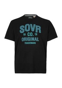 s.Oliver RED LABEL, Herren T-Shirt, Aqua / Schwarz