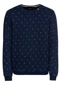Scotch & Soda SCOTCH & SODA, Herren Sweatshirt 'Ams Blauw indigo sweat with allover prints', Dunkelblau