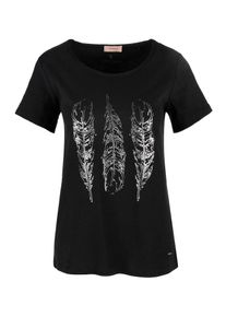 TRIANGLE, Damen T-Shirt, Schwarz / Silber