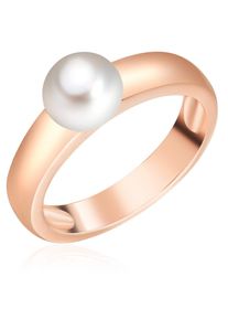 Valero Pearls, Damen Silberring mit Perle, Rosegold / Perlwei&szlig;