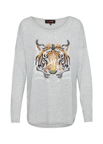 miss goodlife, Damen Langarmshirt 'Tigerhead', Grau