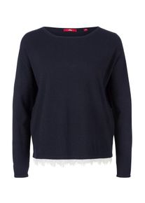 s.Oliver RED LABEL, Damen Feinstrickpullover mit Spitze, Nachtblau