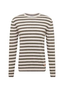 Esprit, Herren Sweatshirt 'plaitet str cn', Khaki / Wei&szlig;