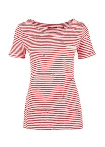 s.Oliver RED LABEL, Damen Ringelshirt mit Print, Rot / Weiß