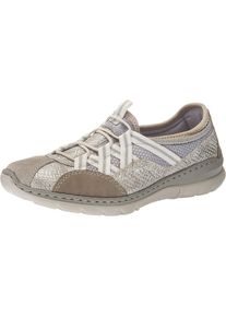 Rieker, Damen Slipper, Beige / Dunkelbeige / Grau