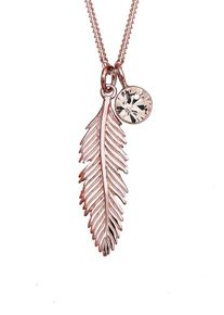 Elli, Damen Halskette 'Boho, Feder, Solitär', Rosegold