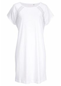 Calida, Damen Sleepshirt mit Spitzeneins&auml;tzen in H&auml;keloptik, Wei&szlig;