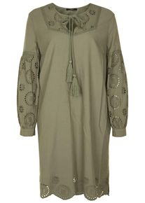SET, Damen Sommerkleid mit floralem Lochmuster, Grün