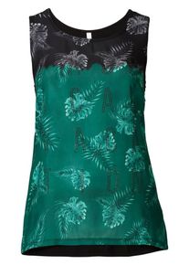 sheego Trend, Damen Webtop, Grün / Schwarz