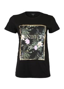 ZIZZI, Damen Shirt 'XABEST, S/S, T-SHIRT', Gold / Grasgrün / Schwarz