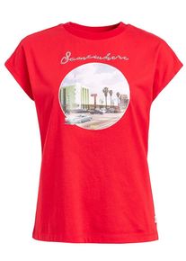 Khujo, Damen T-Shirt 'Kristos Street', Mischfarben / Rot