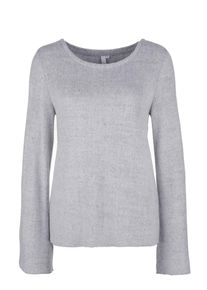 Q/S Designed By, Damen Flauschiges Shirt mit Trompetenärmeln, Grau