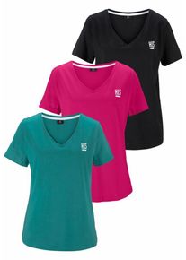 H.I.S. H.I.S, Damen T-Shirts, Petrol / Pink / Schwarz