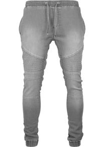 Urban Classics, Herren Sweatpants 'Biker Denim Jogpants', Grey Denim