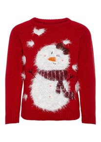 name it, Pullover 'NMMRAL LS KNIT BOX', Rot / Wei&szlig;