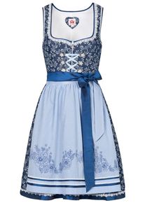 Spieth & Wensky SPIETH & WENSKY, Damen Dirndl 'Glitzer' 55 cm, Himmelblau / Dunkelblau / Wei&szlig;