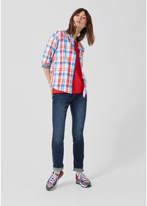 Q/S Designed By, Damen Karobluse, Hellblau / Rot / Wei&szlig;