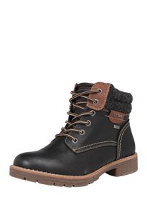 Tom Tailor, Damen Schnürstiefel mit Patches, Schwarz