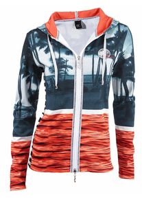 Heine, Damen Shirtjacke, Marine / Grau / Koralle