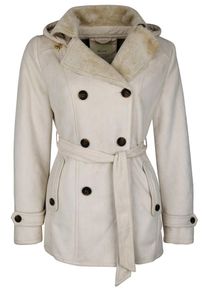 Roosevelt, Damen Kurzmantel mit abnehmbarer Kapuze + Gürtel, Beige