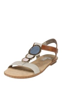 Rieker, Damen Sandale, Beige / Taubenblau / Karamell / Rosa