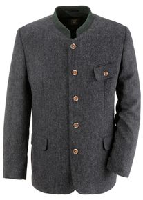 OS-Trachten, Herren Trachtenjanker in Tweed Optik, Anthrazit / Dunkelgrün